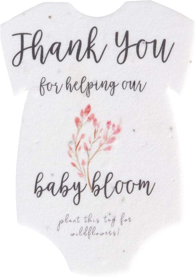 Onesie Seed Paper – 15 Pink Baby Shower Favors for Guests with Wildflower Seeds, Writable & Plantable, Baby Shower Gifts for Guest