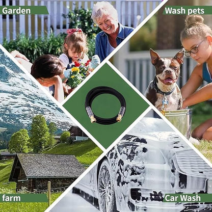 Leader Garden Hose 15ft x 5/8", 300PSI Working, 1000PSI Burst, Heavy Duty Short Water Hose, Hot/Cold Water, Five Layered Braiding for Durability (Black)