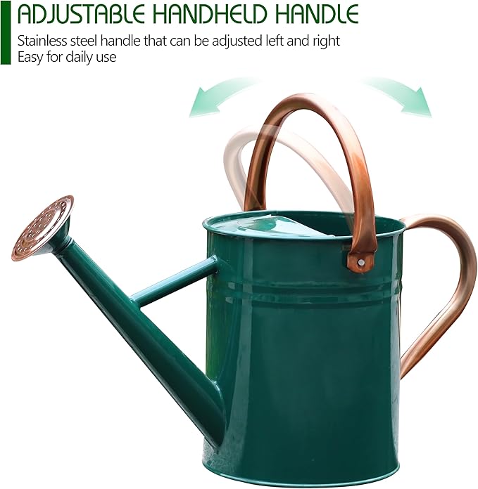 Metal Watering Can for Outdoor and Indoor Plants, Watering Can Decor, 1 Gallon (NewGreen)