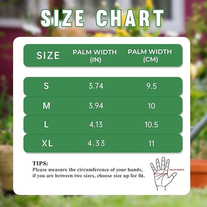 HANDLANDY Women Gardening Gloves, Scratch Resistant Breathable Ladies Rose Pruning Long Gauntlet Floral Print Garden Yard Gloves, Gift for Gardeners (Green, XL)