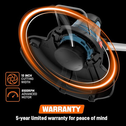 SENIX 20V 10" Cordless Weed Wacker, String Trimmer, Telescoping Rotating Shaft, Adjust Head & Assistant Grip, Auto Line Feed w/ 2.5Ah Battery & Charger, GTX2-M