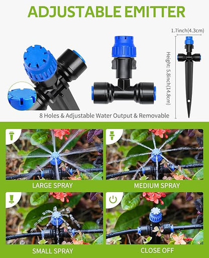 HIRALIY 50FT Garden Watering System, Drip Irrigation Kits for Plants, New Quick Connector, Blank Distribution Tubing, Saving Water Automatic Irrigation Equipment for Patio Lawn