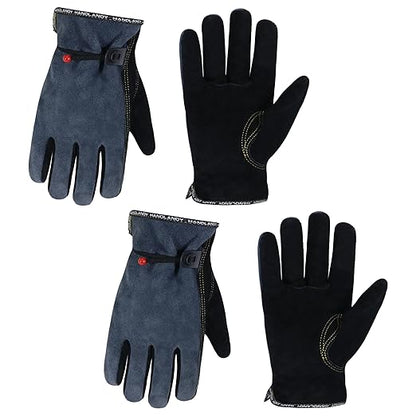 HLDD HANDLANDY 2 Pairs Leather Work Gloves for Men & Women – Cowhide Gardening Gloves, Thorn Proof, Cotton Lined, for Tig/Mig Welding, Construction, Chainsaw, Farm, Landscaping