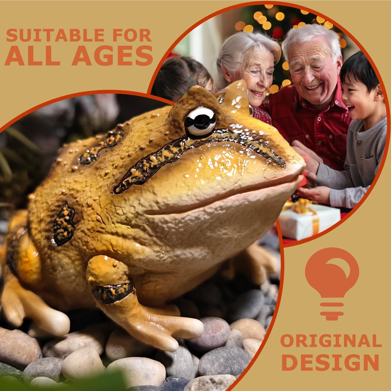 Sunthus Frog Toad Sculptures Garden Statues Yard Art Resin Decorations Outdoor Decor (Brown, Standard)