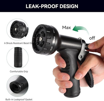 Garden Water Hose Nozzle ABS Water Spray Nozzle with 10 Spray Modes Suitable for Watering Plants, Iawns and Gardens, Car Washing, Cleaning, Showering Pets and Outdoor Fun, Black