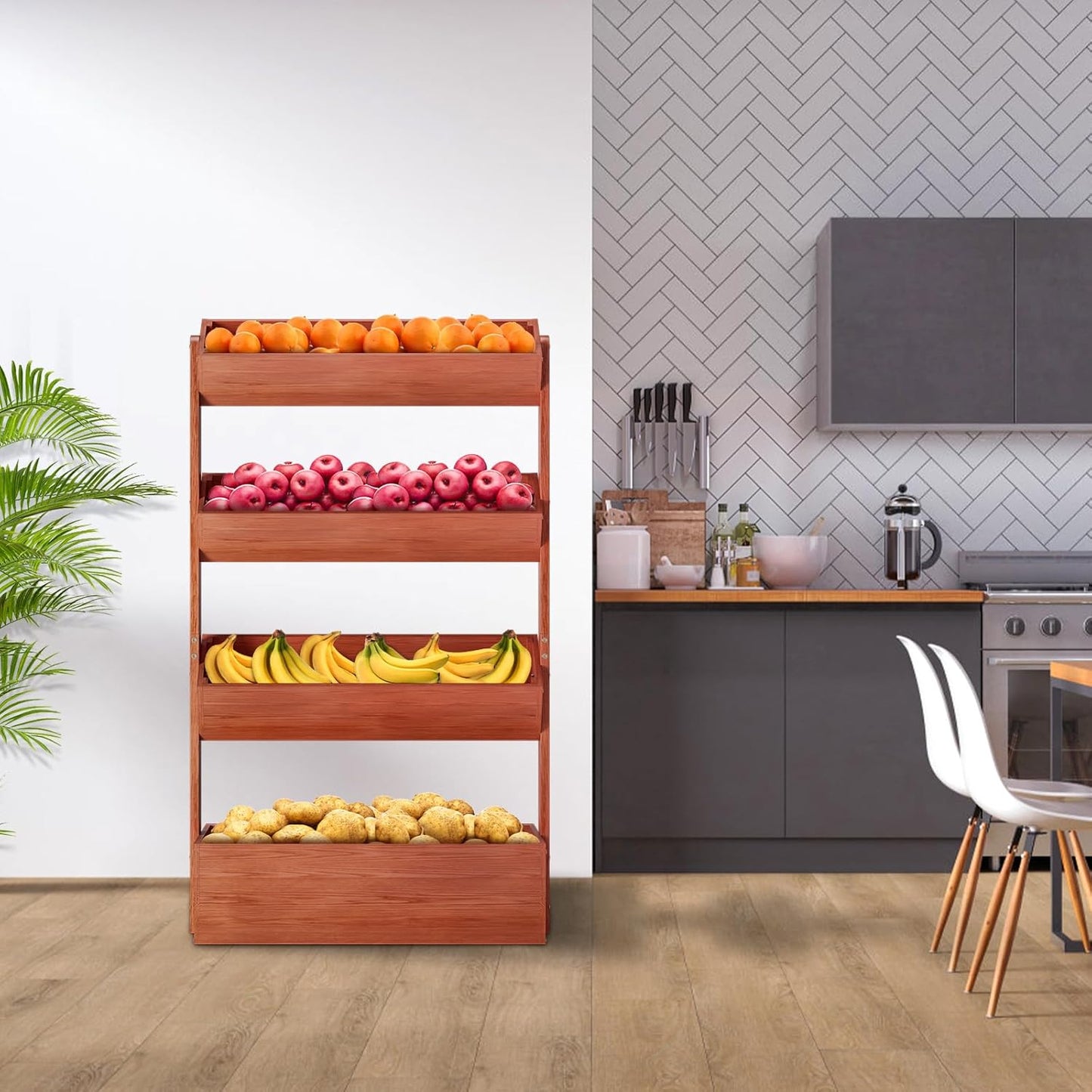 Wooden Vertical Raised Garden Bed, 4 Tier Garden Planters Raised Beds Freestanding Plant Stand Flower Rack Wooden Planter Box for Plants Herbs Flowers Vegetables Outdoor Indoor Gardening