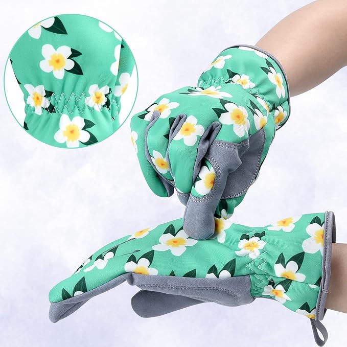 Womens Gardening Weeding Working Gloves, Leather Garden Glove for Women Thorn Proof No Stab for Digging, Planting,Pruning