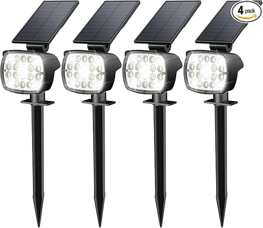 Kaxiida Solar Lights Outdoor Waterproof - 2025 Upgrade 3 Level Ultra Bright Spot Lights Uplights, LED Landscape Spotlight for Tree, Pathway, Wall, Adjustable Solar Panel Auto On/Off