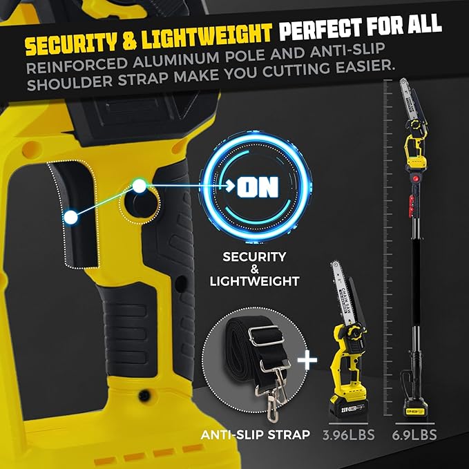 Brushless 2-IN-1 Cordless Pole Saw & Mini Chainsaw, 2× 21V 4.0Ah Batteries Powered 8 Inch Chain, 16-Foot Max Reach & Multi-Angle Electric Pole Saw for Tree Trimming,Tree Trimmer for Branch Cutting.