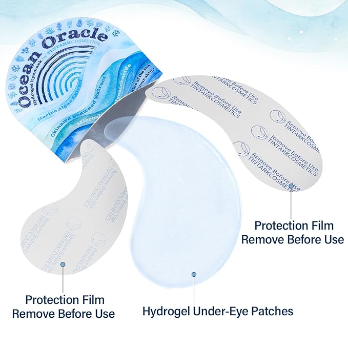 Ocean Oracle Hydrating Hydrogel Eye Patches 28 Pairs, 15-Min Soothing Eye Masks with Marine Algae & Seaweed Blend, Rejuvenating Eye Pads for Tired Eyes, Spa Relaxation Gifts for Women & Men