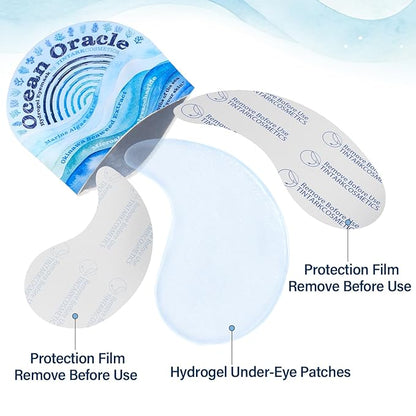 Ocean Oracle Hydrating Hydrogel Eye Patches 28 Pairs, 15-Min Soothing Eye Masks with Marine Algae & Seaweed Blend, Rejuvenating Eye Pads for Tired Eyes, Spa Relaxation Gifts for Women & Men