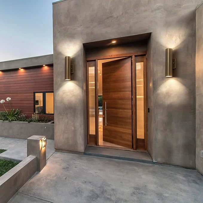 2 Packs Up and Down Lights Outdoor Wall Light Fixture 11.8" Gold Outdoor Sconces Wall Lighting Mount on House Porch & Patio Garage Entrance