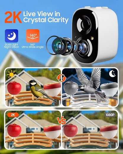Camii Bird Feeder with Camera, Smart Birdfeeder with AI Identify Birds Species, 2K HD, Solar Powered, Night Vision, Real-Time Alert, IP66 Waterproof for Backyard Bird Watching Enthusiasts (Dark Green)