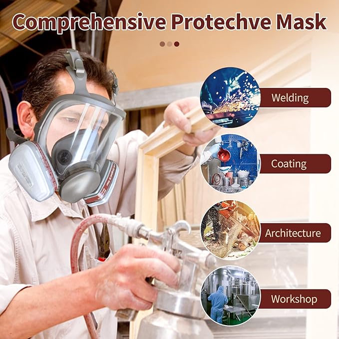 Reusable Respirator Mask - Respirator Mask with Filters, Dust Mask for Spray Paint Chemicals Epoxy Resin