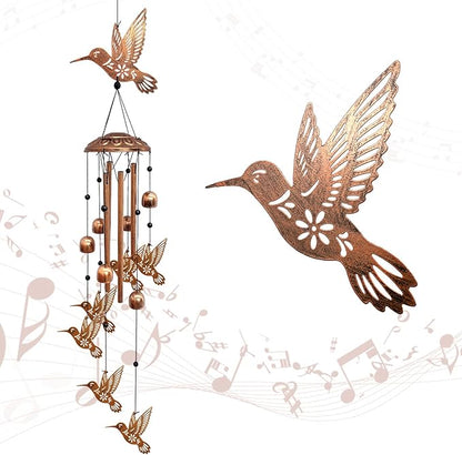 Hummingbird Wind Chimes for Outside, Metal Windchimes Outdoors Hummingbird Gifts for Women Memorial Sympathy Wind Chimes for Patio Garden Yard