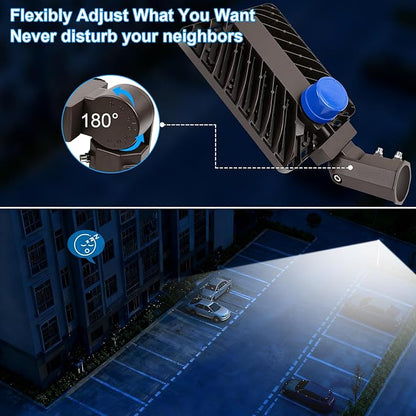 240W LED Parking Lot Lights Outdoor, Super Bright 36000LM 5000K Parking Light with Dusk-to-Dawn 180°Adjustable Slip Fit Mount IP65 Commercial Security Street Area Lighting Heavy-Duty 100-277V