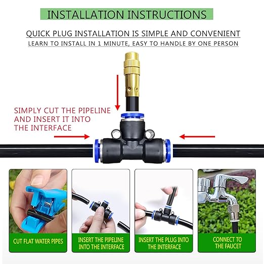 98Ft Greenhouse Drip Irrigation Kit Automatic Irrigation System 360°Adjustable 30 Brass Spray Nozzles 12mm Irrigation Tubing Hose Patio Misting Plant Watering with Blank Distribution Tubing Hose