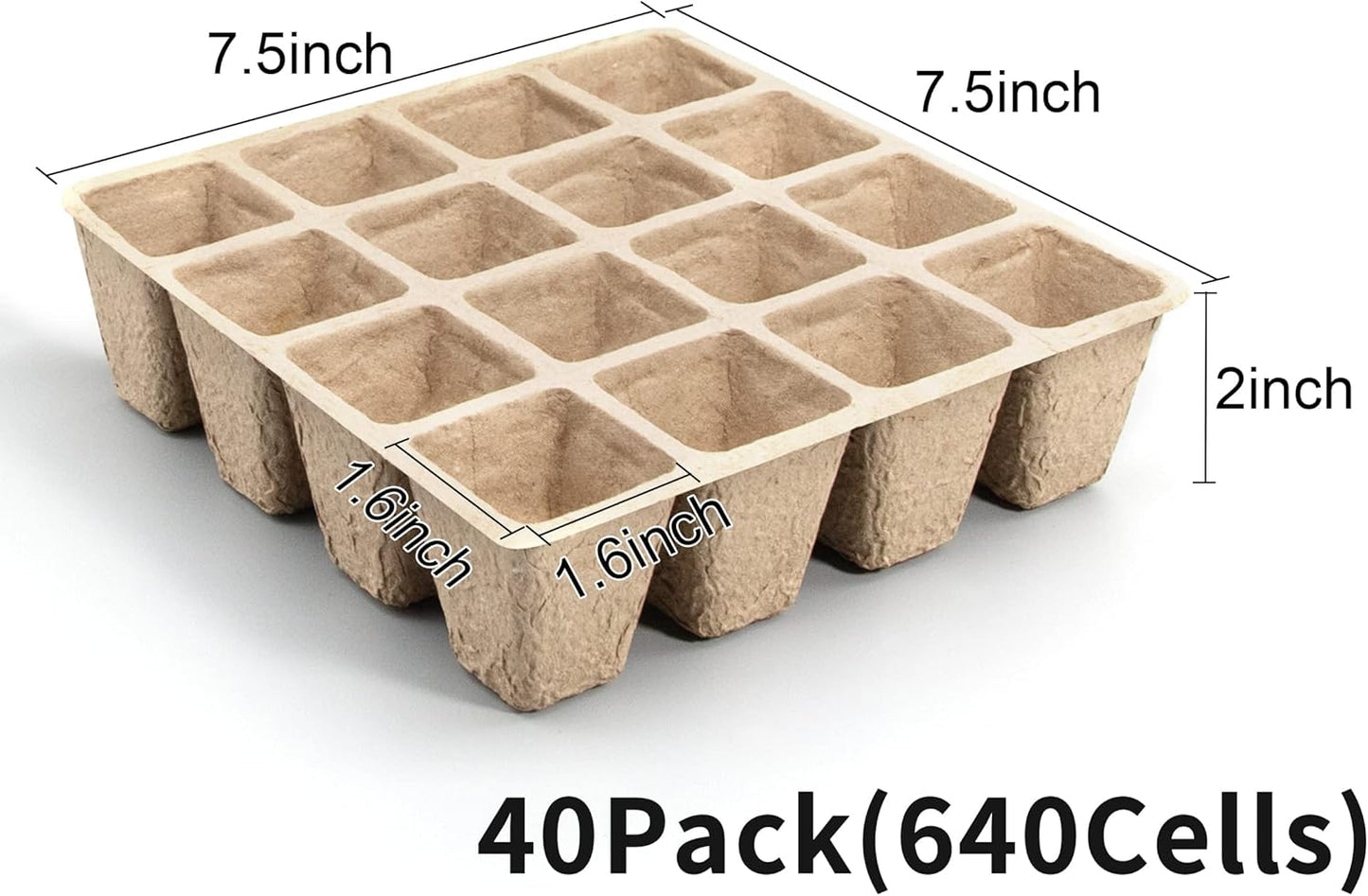 SYITCUN 640 Cells Seed Starter Tray, 40 Pack Biodegradable Seed Starter Kit, Peat Pots for Seedlings with 400 Plant Labels, 2 Seed Planting Tool and 1 Spray Bottle