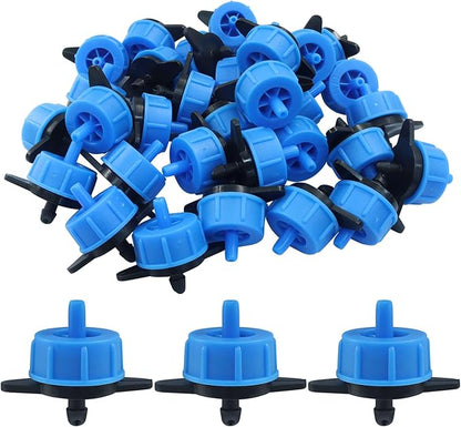 50 Pack 1/2 GPH Pressure Compensating Drip Irrigation Emitters, Premium Plastic Drip Sprinklers for 1/4" Tubing for Indoor/Outdoor Plants, Gardens & Landscapes