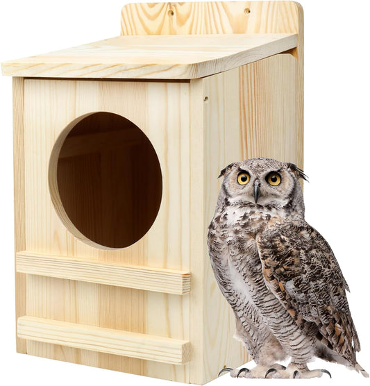 Premium Cedar Owl House Outdoor - Handcrafted Large Owl Nesting Box, Perfect for Barn Owls, Screech Owls, and Backyard Birds (14.5" x 9" x 8.6")