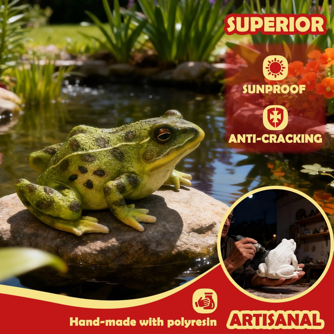 Sunthus Frog Garden Statues Toad Outdoor Decor Sculptures Yard Resin Decorations