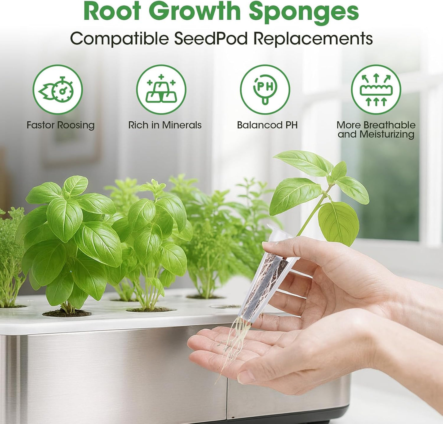 129Pcs Hydroponic Pods Kit with A&B Plant Food, Hydroponic Pods with 50 Grow Sponges, 50 Plant Labels,12 Grow Baskets, 12 Grow Domes and 1 Tweezers - Compatible with Aerogarden Grow Anything Herb Kits