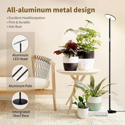 Tall Grow Lights for Indoor Plants Full Spectrum, 40W Sunlike Standing Plant Lights for Indoor Growing, 10-Level Dimmable, Adjustable Height for Various Plant Sizes