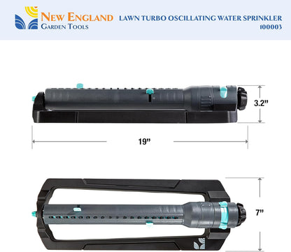 Lawn Turbo Oscillating Water Sprinkler 100003 Adjustable Pattern to Cover 4,000 sq.ft. by New England Garden Tools