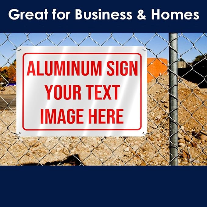 Bulk Custom Aluminum Outdoor Metal Sign, Customized Personalized Signs Add Text Logo Image For Garden Office Business Farm Home Bar Indoor Outdoor 12x18