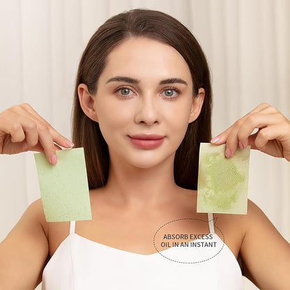 Teenitor Oil Blotting Sheets for Face, 400 Sheets Green Tea Oil Absorbing Sheets Blotting Paper for Oily Skin, Oil Absorbent Pads Face Oil Wipes Oil Sheets for Women, Oil Control Film Large 10cmx7cm