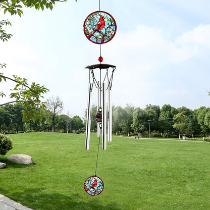 Wind Chimes for Outside 24" Cardinal Wind Chimes Outdoor Home Patio Garden Decor Windchimes Outdoors Cardinal Gifts for Women Mom Grandma Sisters