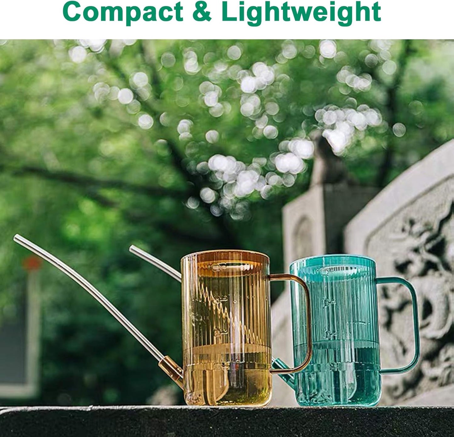 Tennedriv Green Long Spout Watering Can Indoor, Small Watering Cans for House Plants, Flowers, Succulents (Brown)