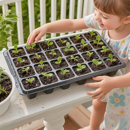 Seed Starter Tray with Dome-5 Sets 24XL Cell Seedling Trays(Total 120 Cells), Plant Germination Tray with Humidity Vented Lid and Base, Mini Propagator Plant Greenhouse for Seed Growing