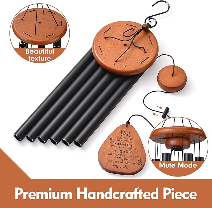 Memorial Sympathy Gifts for Loss of Dad, 32" Memorial Wind Chimes for Loss of Father Sympathy Gift, Bereavement Gifts for Loss of Father, Windchimes in Memory of Dad