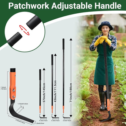 Small Garden Hoe with 71" Long Handle, L Shaped Gardening Weeding Tools with Three-Sided Sharp Blades, Hula Garden Hoe, Lightweight Weed Puller Tool for Trenching, Weeding, Loosening, Crack Weeder