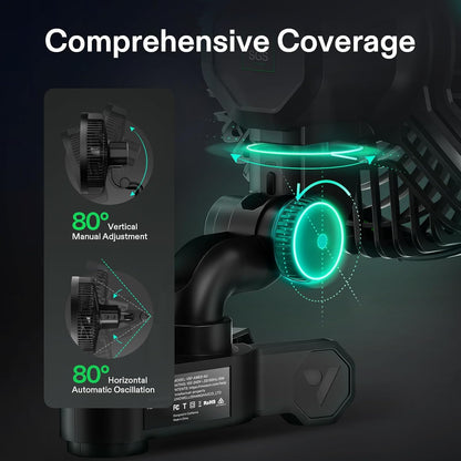 VIVOSUN AeroWave E9 Grow Tent Fan 9”, EC Motor, WiFi-Controllable, US Patented Auto Oscillating Clip fan, IP54 Weatherproof, Strong Airflow & Quiet for Hydroponic Ventilation Circulation, Black