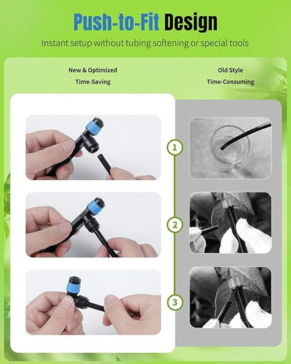 Pawfly 30 Pcs Push-to-Fit Drip Irrigation Emitters with Adjustable 360 Degree Water Flow Irrigation Drippers Drip Emitters Sprinklers with Stake Drip Irrigation System Parts for 1/4 Inch Tubing