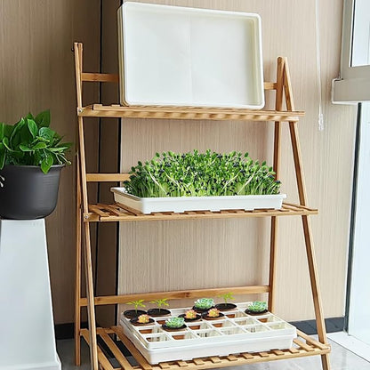 5 Pack Nursery Pot Tray, Carrying and Holding Plant Tray for Pot 24 Cell Carrying Holder Drainage Watering Plant Tray (White)