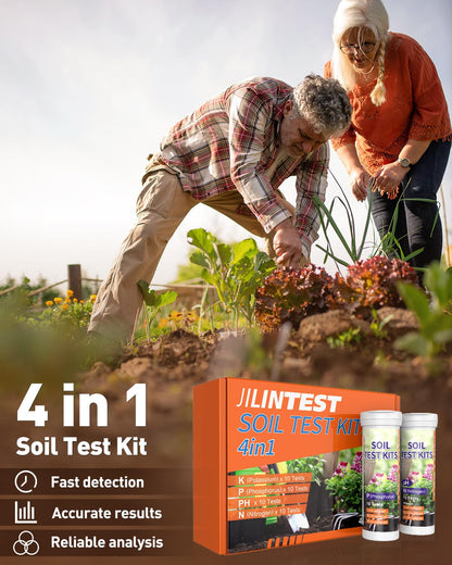 Pawfly 4 in 1 Soil Test Kit for pH, Nitrogen, Phosphorus & Potassium, 40 Tests Soil Testing Kit for Lawn Garden Yard Farm, Accurate Soil pH Test Kit for Vegetable Flower Grass Indoor & Outdoor Plants