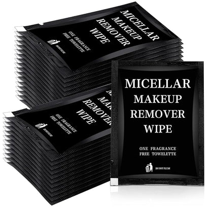 Ctosree 150 pcs Makeup Remover Wipes Bulk Individually Wrapped Makeup Wipes Single Remover Cloth Facial Cleansing Pads for Mascara Lipstick Oil Dirt Face Skin Travel Hotel(Black)