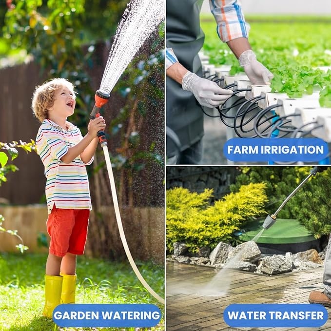 FOTING 1.6HP Shallow Well Pump, 1600GPH Jet Pumps Garden Pump 147FT, Portable 115V Water Transfer Household Draining Irrigation Pumps Stainless Steel for Garden Lawn Farm