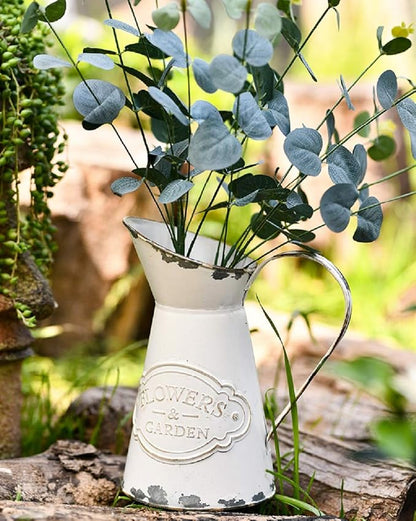 Soyizom Galvanized Metal Pitcher Farmhouse Decor Jugs White Pitcher Vases Flower Jugs Vase Shabby Chic Decor Water Can Milk Jug Rustic Decorations for Home Christmas Wedding,White-Jug/8.9”H-Small