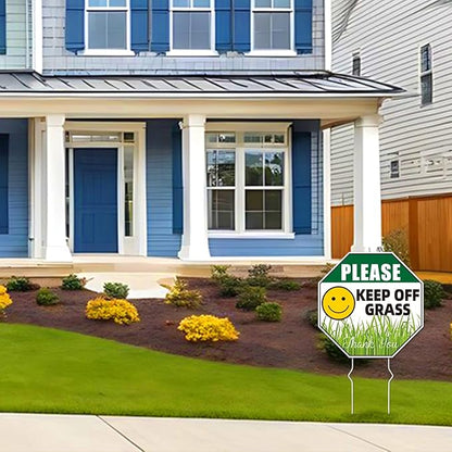 Keep Off Grass Sign, 2-Pack 10"x10" Metal Stakes, Double-Sided Signs, Corrugated Plastic, Keep Off Grass Signs For Yard