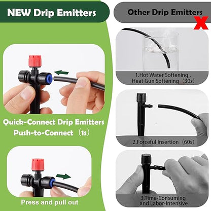 21PCS Adjustable Drip Irrigation Emitters(8-Hole) Kit-Quick Connect for 1/4" Tubing,Dual Adjustment System-Easy to Install Drippers for Precise Garden Watering of Vegetables,Shrubs&Flowers