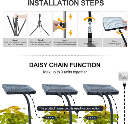 Grow Light with Stand and Timer, 25 Watt Power Home Plug Standing Tall Plant Light, Full Spectrum Grow Lights for Indoor Houseplants, Bonsai Tree, Seed Starting, 24"-64" Height Adjustable