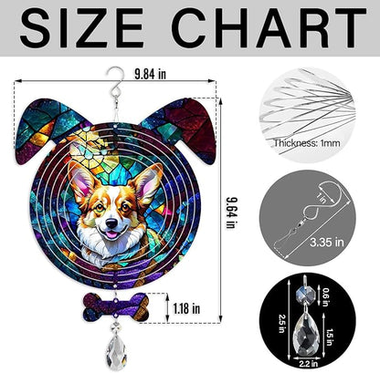 Corgi Dog Ears Wind Spinner, Corgi Wind Spinner Hanging for Yard and Garden
