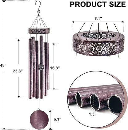 ASTARIN 48'' Wind Chimes for Outside Deep Tone - Large Windchimes with 6 Heavy Tubes, Memorial Wind Chimes Outdoor for Garden Hanging Décor,Sympathy Gifts，Bronze