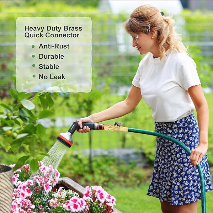 Garden Hose Quick Connectors, Solid Brass 3/4 Inch Thread Fitting, Water Hose Connectors Garden Hose Disconnect 3/4" GHT, No-Leak Male Female (6 Set)