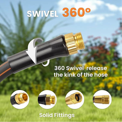 Giraffe Tools Garden Hose 100ft x 5/8", Water Hose Heavy Duty, Lightweight, Flexible Hybrid Hose with Swivel Handle, Male to Female Fittings