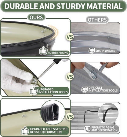 1MORE Galvanized Raised Garden Bed- Planter Garden Boxes Outdoor, Raised Beds for Gardening, 4x2x1ft Metal Garden Bed Kit for Vegetables Flower, Planter Raised Beds with Tools.Gray-2pack